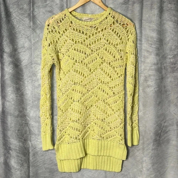 Universal Thread Yellow & Cream Open Knit Tunic Sweater - size XS - Picture 6 of 11